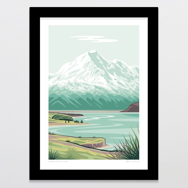 Glenn Jones Art Aoraki Mount Cook Alternative Colour 2025 Art Print Art Print A4 / Black