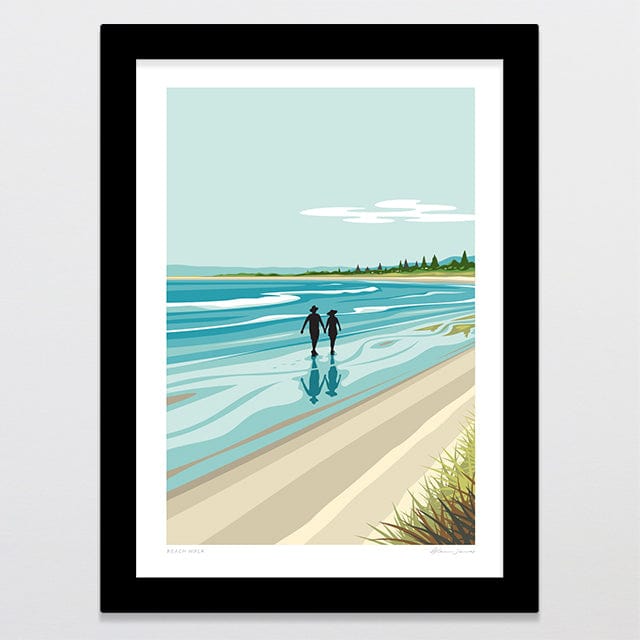 Glenn Jones Art Beach Walk Art Print Art Print A4 / Black