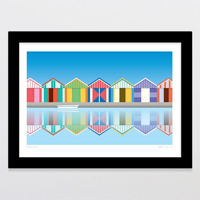 Glenn Jones Art Boatsheds Art Print Art Print A4 / Black