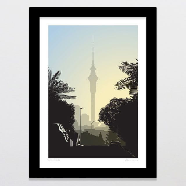 Glenn Jones Art City Sunrise Art Print Art Print A4 / Black