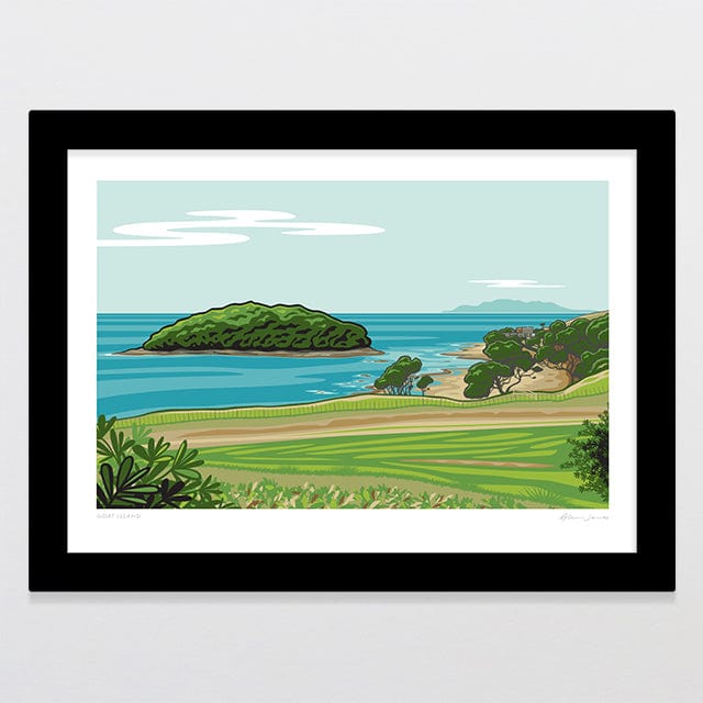 Glenn Jones Art Goat Island Art Print Art Print A4 / Black