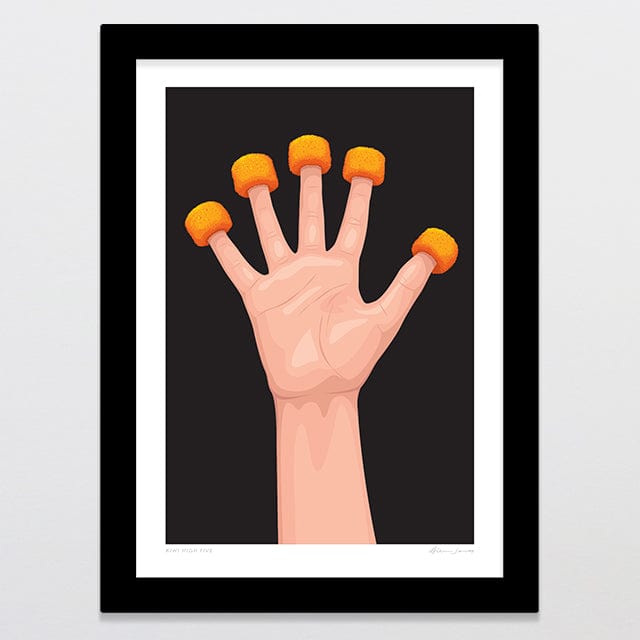 Glenn Jones Art Kiwi High Five Art Print A4 / Black