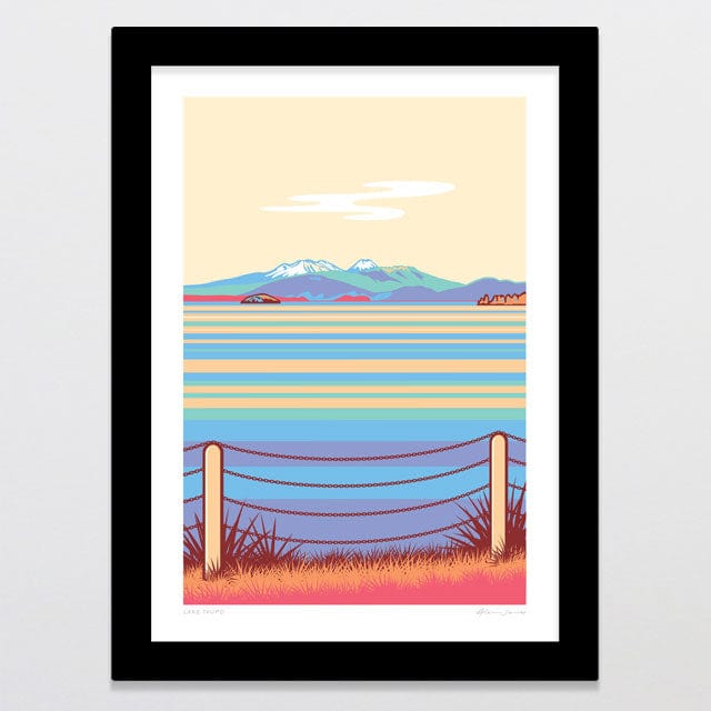 Glenn Jones Art Lake Taupo Alternative Colour 2024  Art Print Art Print A4 / Black