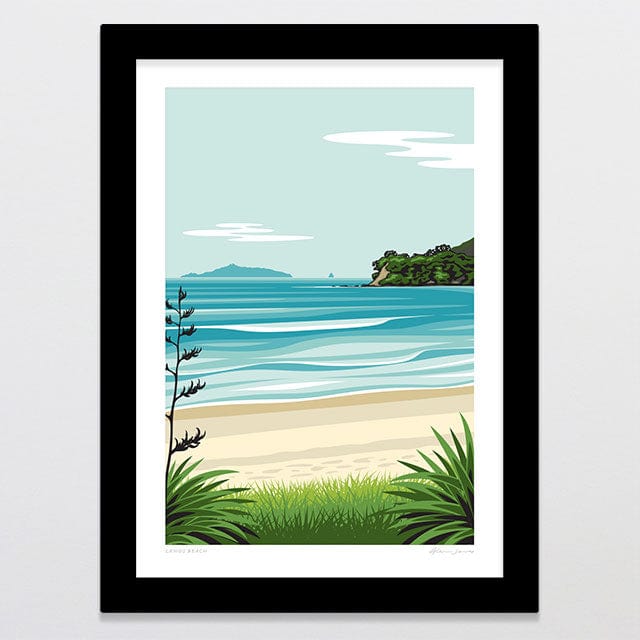 Glenn Jones Art Langs Beach Art Print Art Print A4 / Black