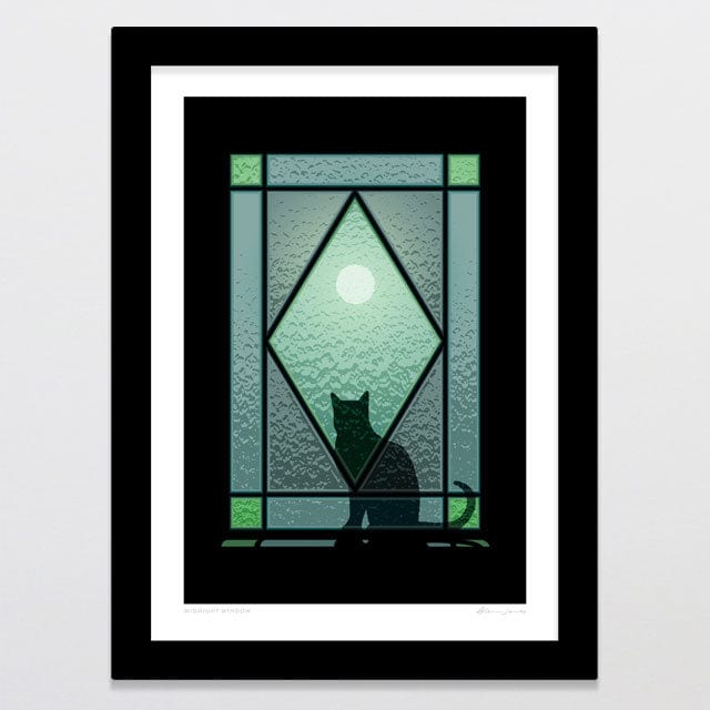 Glenn Jones Art Midnight Window Art Print Art Print A4 / Black