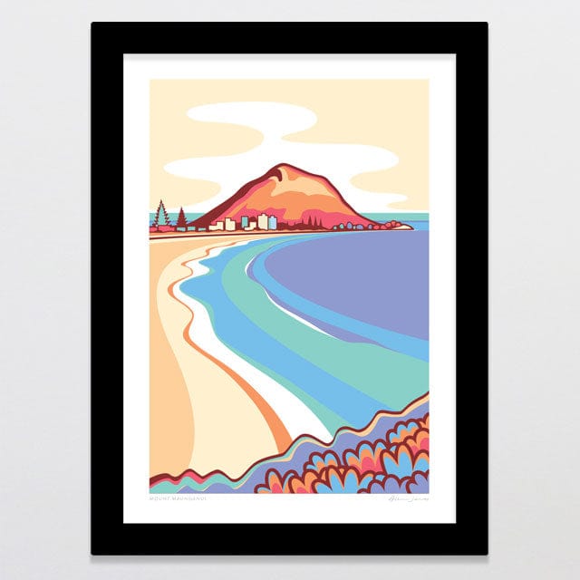 Glenn Jones Art Mount Maunganui Alternative Colour 2024  Art Print Art Print A4 / Black