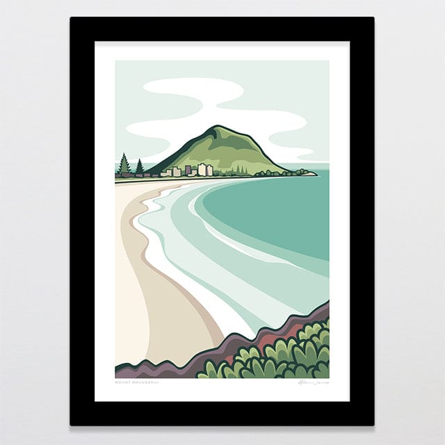 Glenn Jones Art Mount Maunganui Alternative Colour 2025 Art Print Art Print A4 / Black