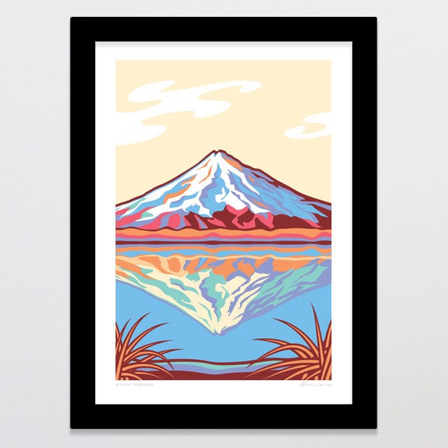 Glenn Jones Art Mount Taranaki Alternative Colour 2024  Art Print Art Print A4 / Black