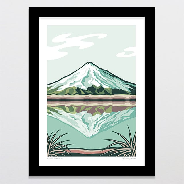 Glenn Jones Art Mount Taranaki Alternative Colour 2025 Art Print Art Print A4 / Black