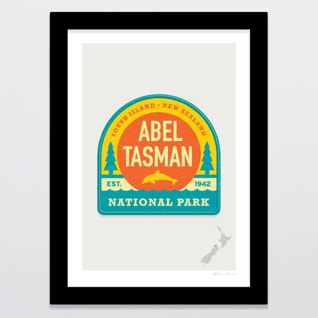 Glenn Jones Art National Park Patch - Able Tasman Art Print Art Print A4 / Black