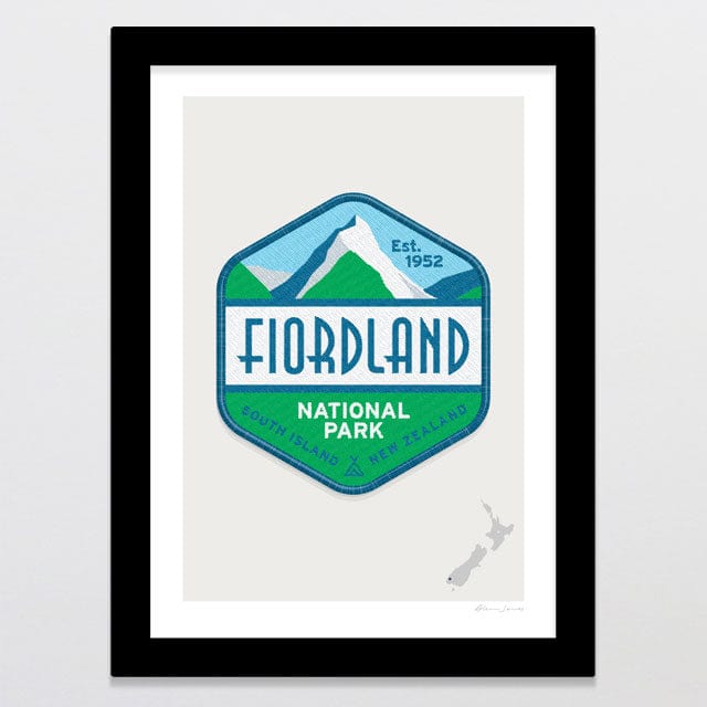 Glenn Jones Art National Park Patch - Fiordland Art Print Art Print A4 / Black