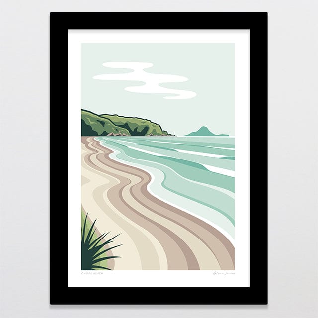 Glenn Jones Art Ohope Beach Alternative Colour 2025 Art Print Art Print A4 / Black