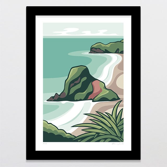 Glenn Jones Art Piha Alternative Colour 2025 Art Print Art Print A4 / Black