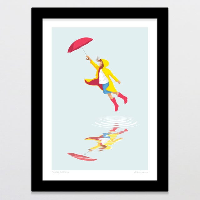 Glenn Jones Art Puddle Jumping Art Print Art Print A4 / Black