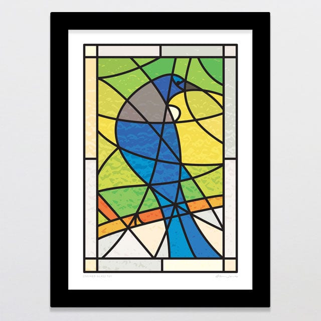 Glenn Jones Art Stained Glass Tui Art Print Art Print A4 / Black