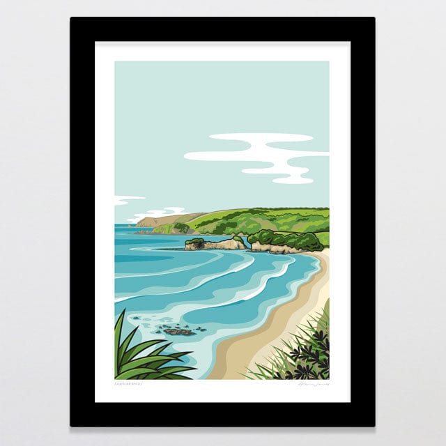 Glenn Jones Art Tāwharanui Art Print Art Print A4 / Black