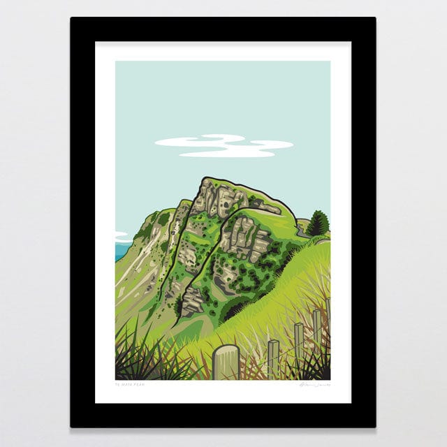 Glenn Jones Art Te Mata Peak Art Print Art Print A4 / Black