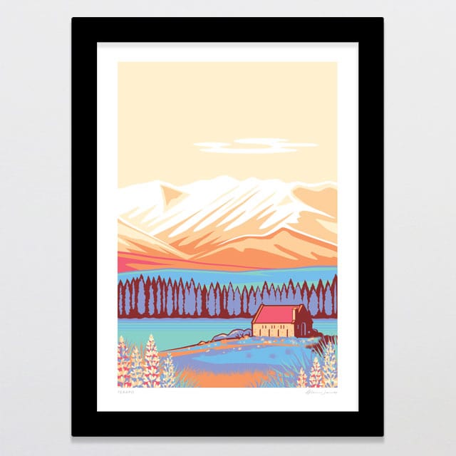 Glenn Jones Art Tekapo Alternative Colour 2024 Art Print Art Print A4 / Black