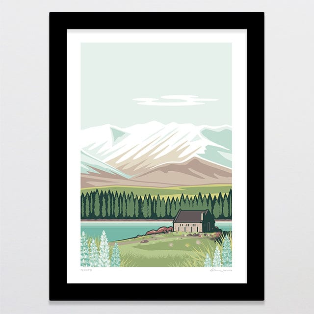 Glenn Jones Art Tekapo Alternative Colour 2025 Art Print Art Print A4 / Black