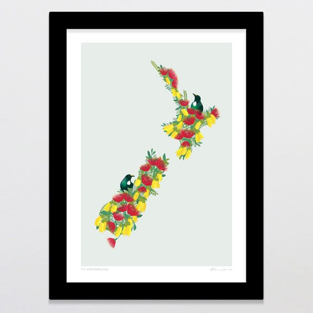 Glenn Jones Art Tui Wonderland Art Print A4 / Black