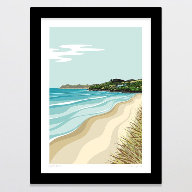 Glenn Jones Art Waipu Cove Art Print Art Print A4 / Black