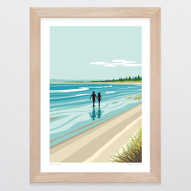 Glenn Jones Art Beach Walk Art Print Art Print A4 / Oak