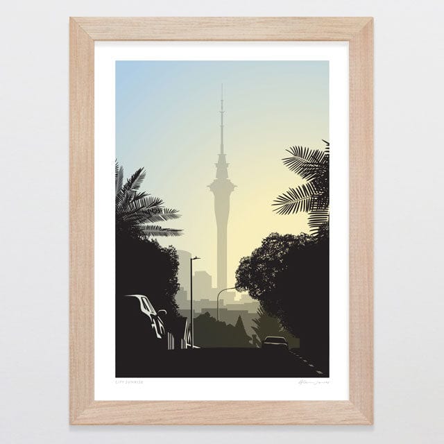 Glenn Jones Art City Sunrise Art Print Art Print A4 / Oak