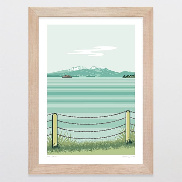 Glenn Jones Art Lake Taupo Alternative Colour 2025 Art Print Art Print A4 / Oak