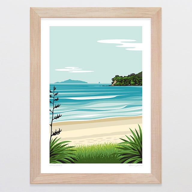 Glenn Jones Art Langs Beach Art Print Art Print A4 / Oak