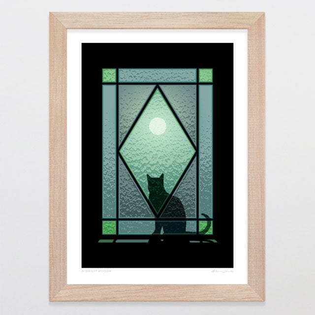 Glenn Jones Art Midnight Window Art Print Art Print A4 / Oak