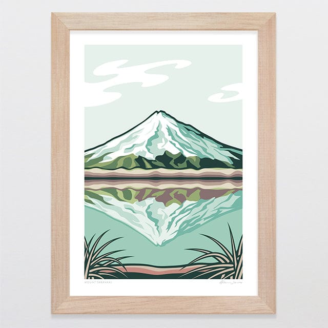 Glenn Jones Art Mount Taranaki Alternative Colour 2025 Art Print Art Print A4 / Oak