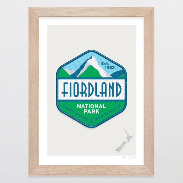 Glenn Jones Art National Park Patch - Fiordland Art Print Art Print A4 / Oak