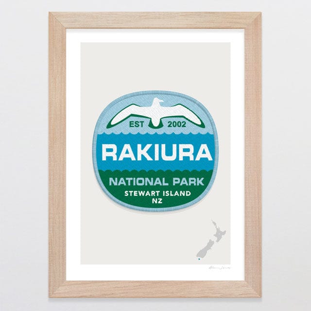 Glenn Jones Art National Park Patch - Rakiura Art Print Art Print A4 / Oak