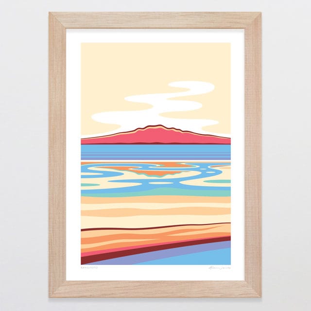 Glenn Jones Art Rangitoto Alternative Colour 2024 Art Print Art Print A4 / Oak