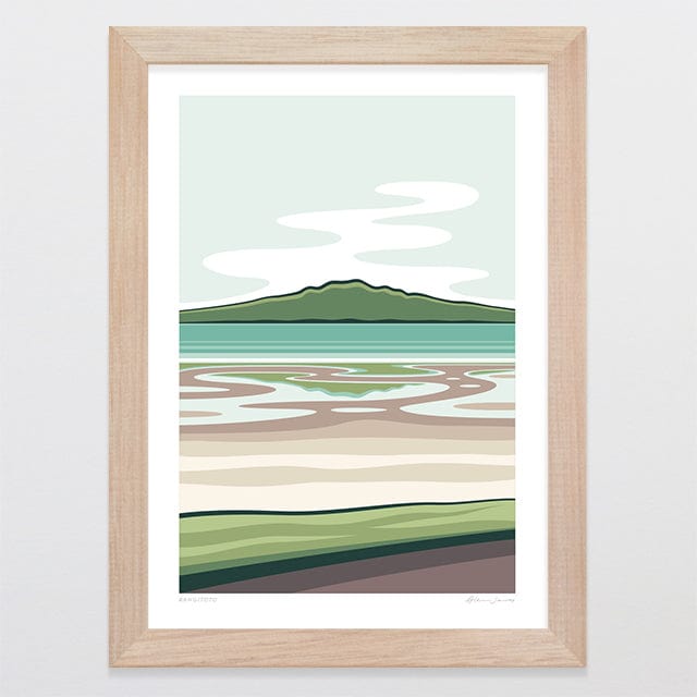 Glenn Jones Art Rangitoto Alternative Colour 2025 Art Print Art Print A4 / Oak