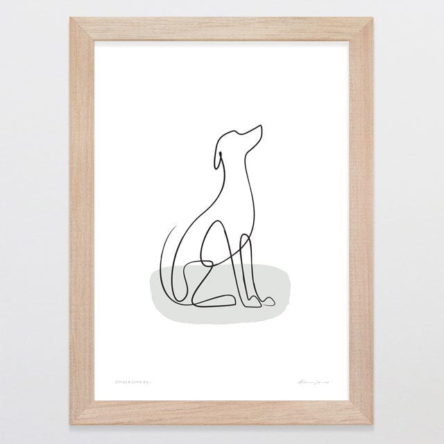 Glenn Jones Art Single Line K9 1 Art Print A4 / Oak