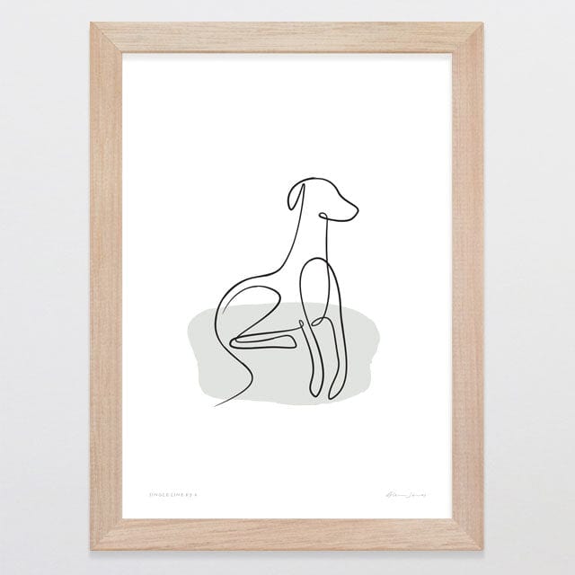 Glenn Jones Art Single Line K9 6 Art Print A4 / Oak