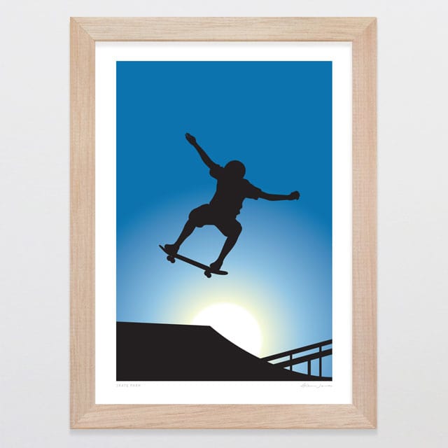 Glenn Jones Art Skate Park Art Print Art Print A4 / Oak