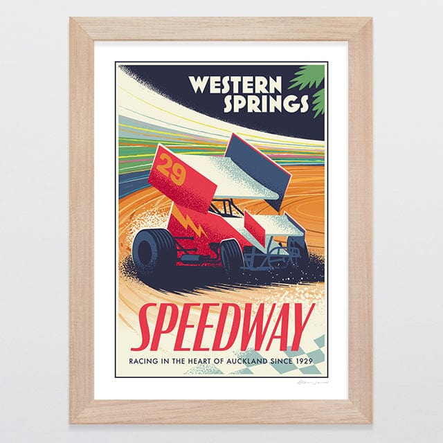 Glenn Jones Art Speedway Art Print Art Print A4 / Oak