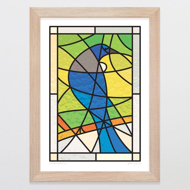 Glenn Jones Art Stained Glass Tui Art Print Art Print A4 / Oak