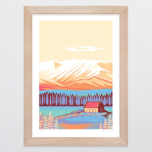 Glenn Jones Art Tekapo Alternative Colour 2024 Art Print Art Print A4 / Oak