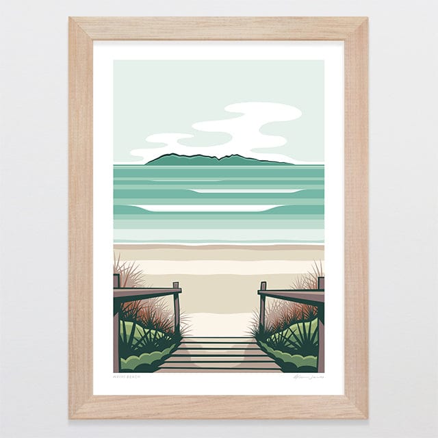 Glenn Jones Art Waihi Beach Alternative Colour 2025 Art Print Art Print A4 / Oak