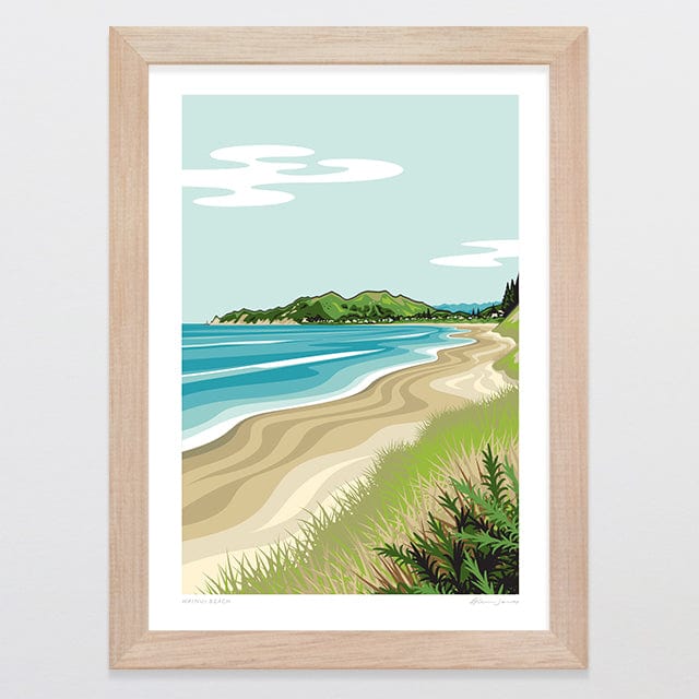 Glenn Jones Art Wainui Beach Art Print Art Print A4 / Oak