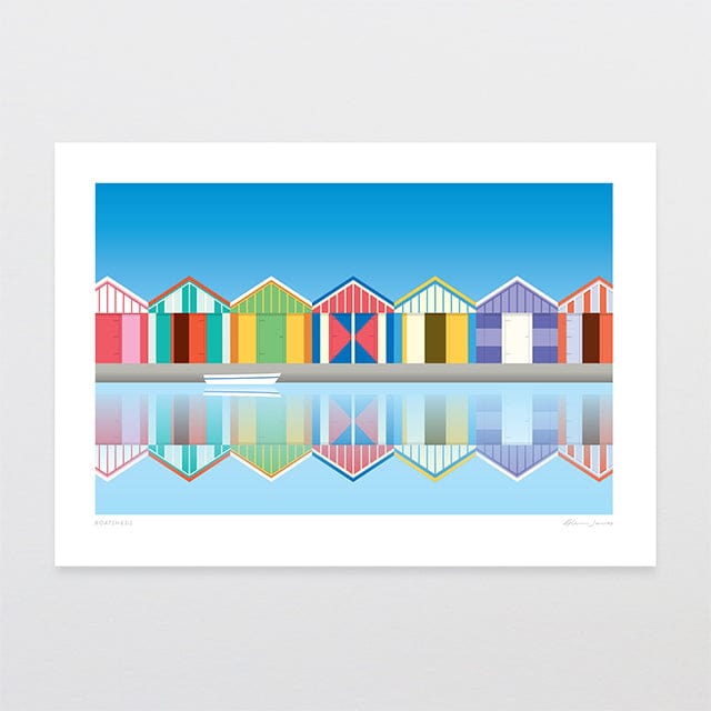 Glenn Jones Art Boatsheds Art Print Art Print A4 / Unframed