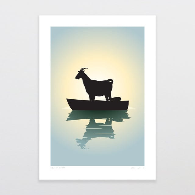 Glenn Jones Art Goat In A Boat Art Print A4 / Unframed