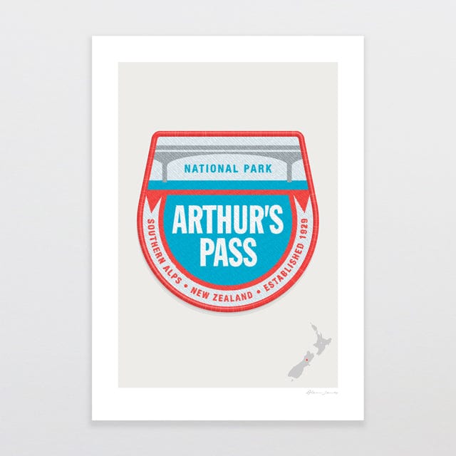 Glenn Jones Art National Park Patch - Arthur&#39;s Pass Art Print Art Print A4 / Unframed