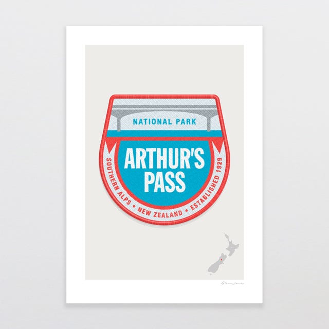 Glenn Jones Art National Park Patch - Arthur's Pass Art Print Art Print A4 / Unframed