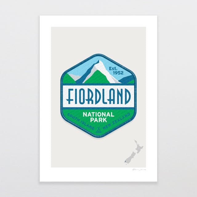 Glenn Jones Art National Park Patch - Fiordland Art Print Art Print A4 / Unframed