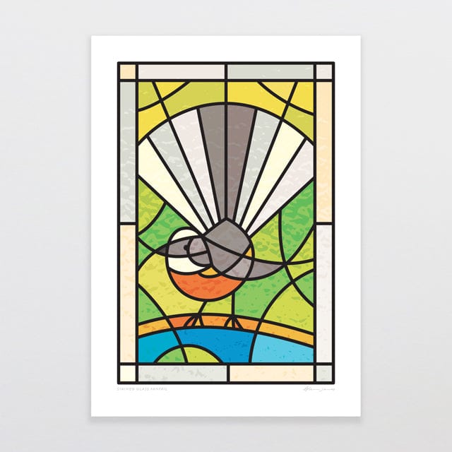 Glenn Jones Art Stained Glass Fantail Art Print Art Print A4 / Unframed