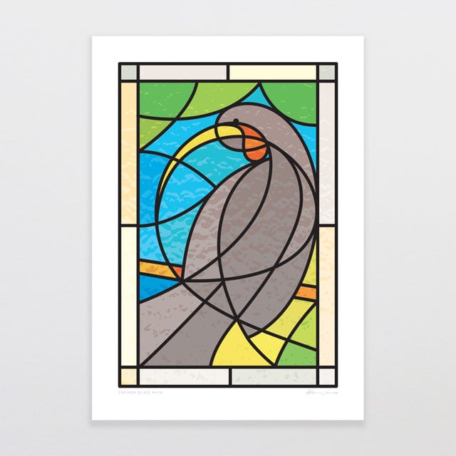 Glenn Jones Art Stained Glass Huia Art Print Art Print A4 / Unframed